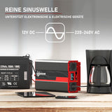 LOADCHAMP Wechselrichter 2500W / 5000W Reiner Sinus Spannungswandler 12v 230v Inverter LCD-Display Stromerzeuger Solar Wohnmobil