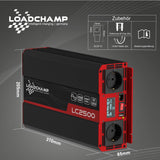LOADCHAMP Wechselrichter 2500W / 5000W Reiner Sinus Spannungswandler 12v 230v Inverter LCD-Display Stromerzeuger Solar Wohnmobil